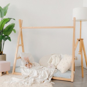 Cadres de lit en bois naturel pleine grandeur pour enfants lits à cadre assemblé en bois en forme de maison moderne prix bon marché - Product Image 4