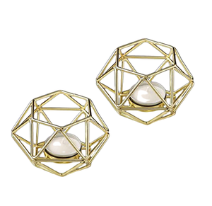 Portavelas con forma de hexágono hecho a mano, diseño geométrico, portavelas votivo de luz de té de Metal para decoración de boda - Product Image 3