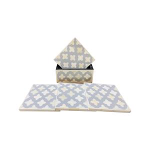 Posavasos de nogal de madera con incrustaciones de hueso elegantes más vendidos, diseño Floral gris y blanco, conjunto decorativo Premium a precio asequible - Product Image 3