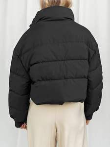 Chaqueta de mujer con cuello vuelto, ropa de abrigo de invierno, chaqueta de satén 2025, ropa de calle Bomber de alta calidad para mujer, chaqueta de mujer de Color negro - Product Image 2