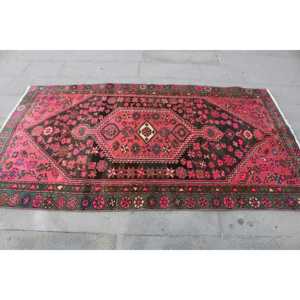 พรมตุรกีลายดอกไม้สีแดง ขนาด 4x7.2 ฟุต สไตล์วินเทจ ทำจากขนสัตว์ - Product Image 4