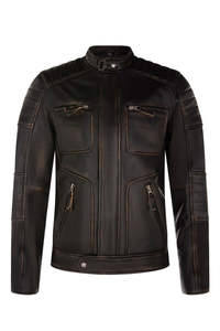 Outdoor Wear Men's Leather Jacket Autumn <b>Camouflage</b> Stand Collar Cotton Lining High Street Style - Product Image 3