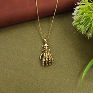 Collar con Colgante de Mano de Esqueleto Gótico, Dijes de Hueso de Calavera de Aleación de Zinc en Oro Antiguo, Joyería Punk Rock para Hombres y Mujeres, Venta al por Mayor - Product Image 4