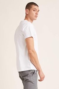 T-shirt pour homme en coton avec logo personnalisé OEM, motif tricoté, décontracté, manches courtes, blanc, avec étiquette de logo imprimée - Product Image 2