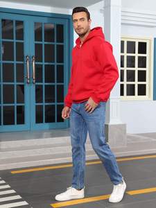 Sweat à capuche d'hiver pour homme urbain, fermeture éclair quart de tour, polaire chaud, surface respirante, toucher lisse, silhouette moderne, couture durable - Product Image 6