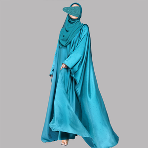 Vestido Abaya Islámico Recto y Modesto de Alta Calidad para Mujer, 100% Seda Chifón, Tela Personalizada, Adorno de Pedrería, Talla Grande Natural - Product Image 1