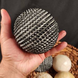 Décoration murale en mosaïque de résine et de nacre, style Art déco abstrait, boule de paysage ronde en acier inoxydable - Product Image 1