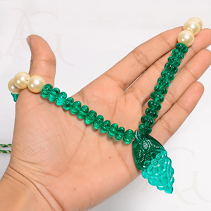 Cuentas de collar de Esmeralda cultivadas en laboratorio, hilo de piedras preciosas de corte Nano verde pulido liso facetado para fabricación de joyas personalizable - Product Image 6