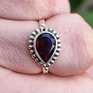 <b>Garnet</b> <b>Ring</b> Sterling Silver, Pear Gemstone January Birthstone Gift - Product Image 4