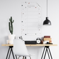 Planificateur hebdomadaire effaçable à sec durable 2024, organisateur avec surface tableau blanc réutilisable, fixation par électrostatique, en bois et polystyrène