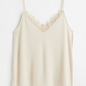 Custom Women's <b>Crop</b> Tank <b>Top</b> Seamless Knitted Camisole with Lace and Embroidery Decorations Plain Back Design - Product Image 1