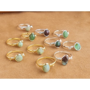 Anillos Ajustables Chapados en Oro y Plata con Detalles de Piedras Naturales para Reventa de Joyería - Product Image 2