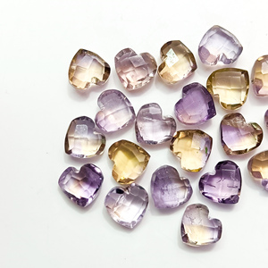 AAA Grade Ametrine Faceted Hand Carved Heart Shape Gemstone for Jewelry Making 8mm Ametrine Loose Gemstone Carving Briolette - Product Image 2