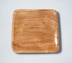 Assiettes et plats de service en bois écologiques pour fêtes et mariages, style moderne et luxueux, forme ronde, couleur bois naturel, différentes tailles - Product Image 6