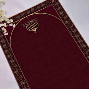 Red Prayer <b>Rug</b>: Elegant Gold Design, Islamic Worship Mat,Nonwoven <b>Thin</b> <b>Rug</b> - Product Image 1