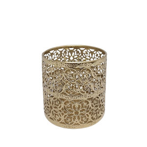 Meilleur design de bougie votive en métal de taille moyenne de forme ronde de couleur or pour la décoration de table pour la maison et le mariage personnalisée - Product Image 5