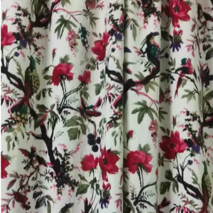 Customizable Luxury <b>White</b> <b>Velvet</b> <b>Curtains</b> Boho Bird Print Vintage Style Cotton Drapes for Living Room and Bedroom Decor - Product Image 1