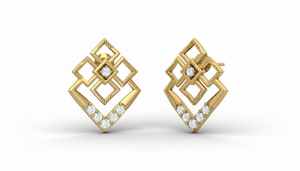 Boucles d'oreilles modernes à clous carrés entrelacés en forme de diamant pour femmes |   Boucles d'oreilles à porter au quotidien - Product Image 4