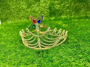 Couronne maçonnique OES Grand Matron en strass dorés, réglable, cinq couleurs, étoiles, styles haut de gamme - Product Image 3