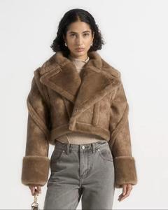 Veste en cuir aviateur en peau de mouton véritable pour femmes, veste en cuir décontractée pour motardes, veste en fourrure sherpa en cuir pour femmes - Product Image 3