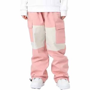 Pantalon de ski baggy Hip Hop Street Style pour hommes personnalisé couleur unie crochet imperméable taille élastique poches cargo coupe ample coupe vent - Product Image 5