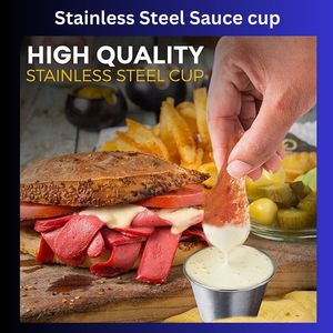 Tazas de salsa de fiesta de acero inoxidable ecológicas con logotipo personalizado y cuencos para condimentos, plato de condimentos de 2 piezas para uso en hoteles/restaurantes - Product Image 5