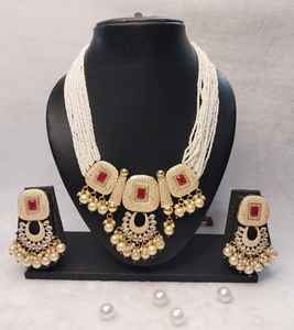 Motipearl indio elegante tradicional y de moda piedra chapado en oro elegante medio collar conjunto con pendiente conjunto de joyería mujeres - Product Image 6