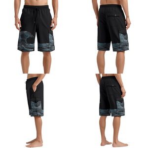 Pantalones Cortos Premium para Hombre con Estampado de Ondas Nocturnas, Estilo Atlético Contemporáneo y Ajuste Cómodo - Product Image 3
