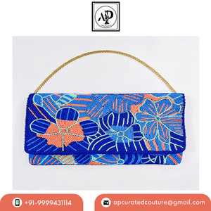 Tela de lona personalizada de la mejor calidad para mujer, bolso de mano con cierre de sobre y cuentas, bordado a mano, para boda, precio de fábrica - Product Image 6