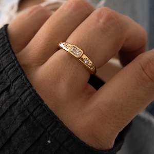 ใหม่ล่าสุดต้นฉบับ925เงินเครื่องประดับ Baguette starburst Dome ลูกบาศก์ Zirconia เพชรแหวนคุณภาพสูง - Product Image 4