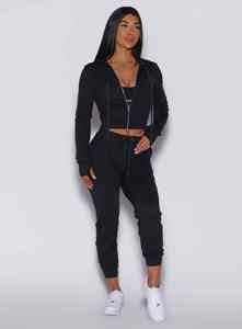 Vente en gros de pantalons de jogging noirs personnalisés pour femmes en polaire éponge pantalons et pantalons pour femmes - Product Image 5