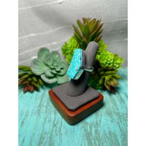Navajo Handmade <b>Statement</b> <b>Ring</b> Kingman Turquoise & Sterling <b>Silver</b> Size 6.25 Everyday Wear Gemstone <b>Ring</b> - Product Image 3