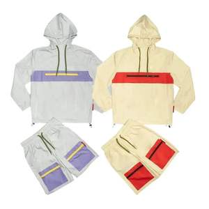 Conjunto de chándales cortavientos con capucha y cremallera Premium de nailon en blanco liso para gimnasio, correr, Fitness, chándales cortavientos personalizados - Product Image 6