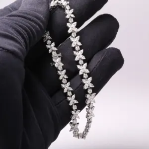 Brazalete de Tenis Unisex con Corte Marquesa y Diamantes Moissanite, Moderno, para Fiestas y Bodas, Plata de Ley 925 - Product Image 2