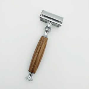 มีดโกนใบมีดคู่แบบใช้ซ้ำได้ด้ามจับไม้ไผ่เป็นมิตรกับสิ่งแวดล้อมที่โกนหนวดแบบเปียกสำหรับผู้ชายผู้หญิงวัสดุใต้วงแขนทำจากไม้ - Product Image 3