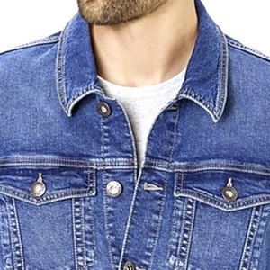 Veste en jean pour hommes, tenue décontractée, nouveau design, respirante, logo personnalisé/couleur, vestes en denim au tarif de gros, vente en gros - Product Image 3