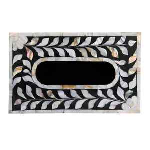 Cubierta de caja de pañuelos con incrustaciones de hueso creativas, soporte de tejido con incrustaciones de hueso rectangular decorativo Hadiya - Product Image 1