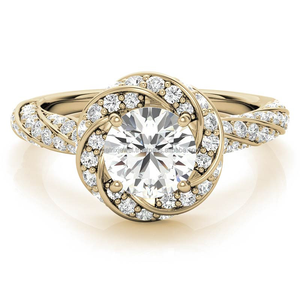 Bague en forme de fleur de rose avec pierre moissanite intégrée sur une bande torsadée en argent 925 Bague en or de designer personnalisée et élégante - Product Image 1