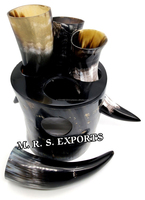 Ensemble de 4 cornes à boire viking écologiques faites à la main, cornes de buffle naturelles, finition naturelle, pour boire du mead, Agate M R S EXPOERTS