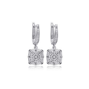 Pendientes colgantes de piedra Baguette, venta al por mayor turca, joyería de plata de ley 925 - Product Image 1