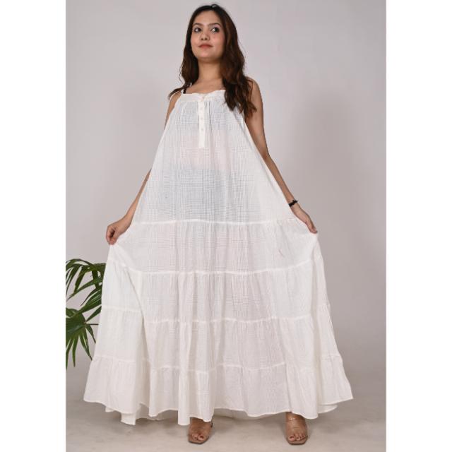 white christmas dresses Buy Handwoven Elegance. Organic Kala Cotton Long Dress main image 1