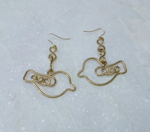 <b>Heart</b> Shape Wired Brass Gold Brass Post Earrings Fancy Partywear Fashion Brass Metal Stud Earrings <b>Black</b> Antique Gold - Product Image 5