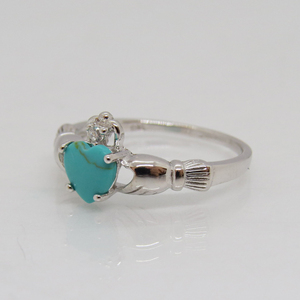 Bagues <span class=keywords><strong>Claddagh</strong></span> Turquoise Cz plaquées or Bague de <span class=keywords><strong>Claddagh</strong></span> irlandaise en <span class=keywords><strong>argent</strong></span> sterling 925 - Product Image 3