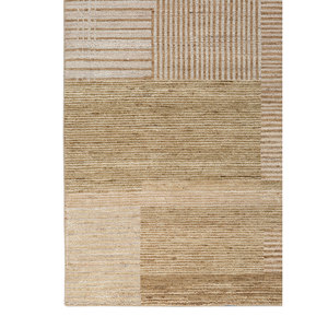 Tapis en laine noué à la main Blythe beige et marron, motif géométrique, tapis de salon pour entrée et couloir, design puzzle pour adolescents - AKWJ-1018 - Product Image 4