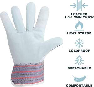 Guantes DE TRABAJO hechos con material de cuero dividido de vaca de alta calidad, guantes de seguridad transpirables para trabajadores de montaje automático de construcción Industrial - Product Image 4