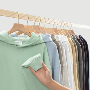 เสื้อฮู้ดดี้โอเวอร์ไซส์ผ้าคอตตอนเทอร์รี่ 330 GSM สำหรับฤดูหนาว ไม่มีเชือกผูก ไหล่ตก ทรงปล่อย ใส่ได้ทั้งชายและหญิง สกรีนลาย DTG ได้ตามสั่ง - Product Image 2