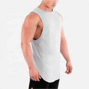 Débardeurs de sport personnalisés pour hommes en polyester/coton, grandes tailles, séchage rapide, respirants, pour entraînement fitness, vente en gros, OEM personnalisé - Product Image 2