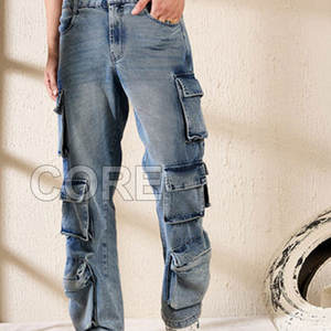 กางเกงยีนส์คาร์โก้ผู้ชายแบบมีกระเป๋าหลายกระเป๋า - Product Image 3