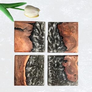 Wood <b>Epoxy</b> <b>Table</b> Coaster Durable and Stylish Mats & Pads for <b>Table</b> Protection Floral Design Low Price Coaster for Christmas - Product Image 1