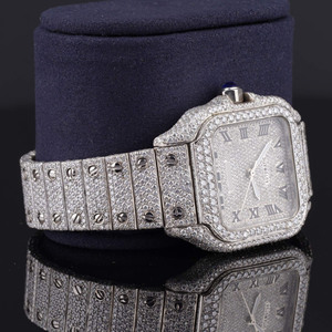 Montre-bracelet de luxe à cadran romain glacé en acier inoxydable Montre Buss Down pour hommes femmes Montre en diamant de laboratoire Prix de gros - Product Image 5